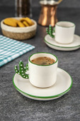 Kaktusz Kézzel készített kerámia török kávé, Espresso csésze Green 2 db, Ajándék 2 személyiségpohár