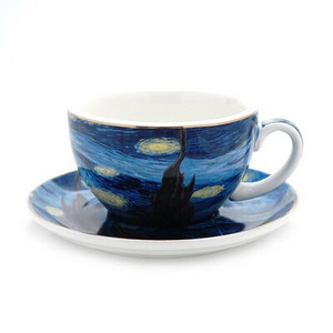 Van Gogh olajfestmény a világhírű csillagos éjszakai art latte kávéscsésze cappuccino lencse Bögre ízléses tea égető