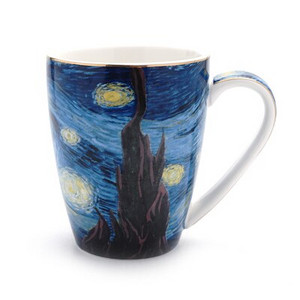 Van Gogh olajfestmény a világhírű csillagos éjszakai art latte kávéscsésze cappuccino lencse Bögre ízléses tea égető