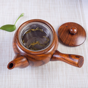 Дървен чайник с традиционна природа в китайски стил, преносим чайник за кафе и чай с дълга дръжка