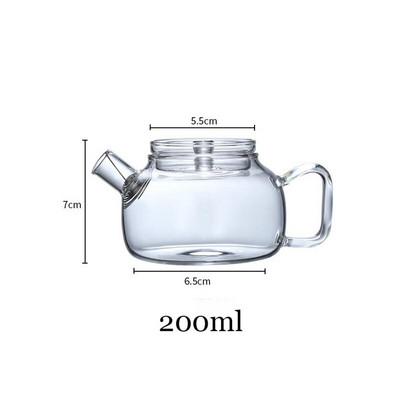Ceainic din sticlă borosilicată rezistentă la căldură de 200 ml, ceainic cu flori, ceainic chinezesc Kung Fu, ceainic cu filtru.
