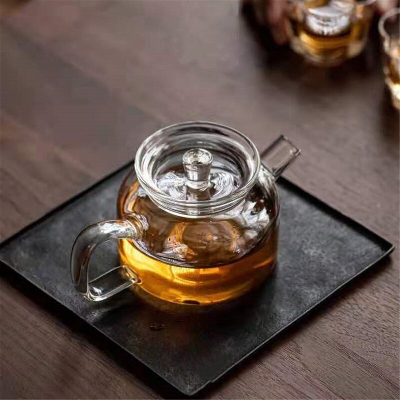 Ceainic din sticlă borosilicată rezistentă la căldură de 200 ml, ceainic cu flori, ceainic chinezesc Kung Fu, ceainic cu filtru.