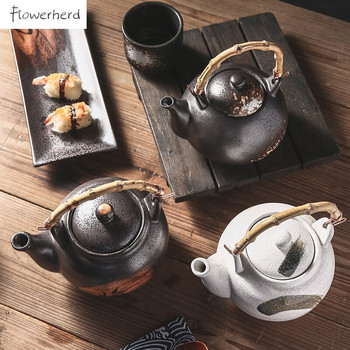 Голям капацитет Керамичен чайник в японски стил Чайник с ратанова дръжка Ръчно рисувани комплекти за чай Чайник Чайник Чайник Чайник