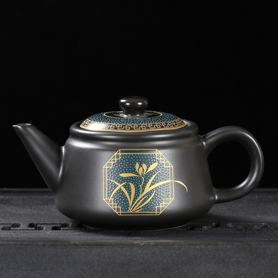 Jingdezhen Vintage ceramică neagră ceainic set de ceai chinezesc personalizare ceainic porțelan ceai Oolong ceainic lucrat manual 240 ml