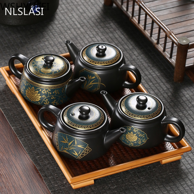 Jingdezhen Vintage ceramică neagră ceainic set de ceai chinezesc personalizare ceainic porțelan ceai Oolong ceainic lucrat manual 240 ml
