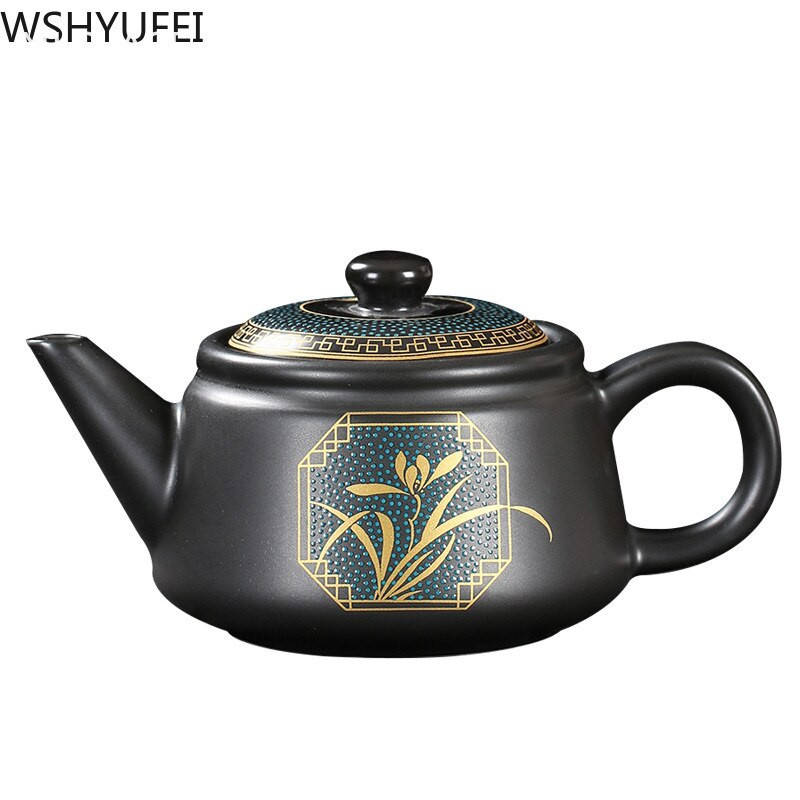 Jingdezhen Vintage ceramică neagră ceainic set de ceai chinezesc personalizare ceainic porțelan ceai Oolong ceainic lucrat manual 240 ml