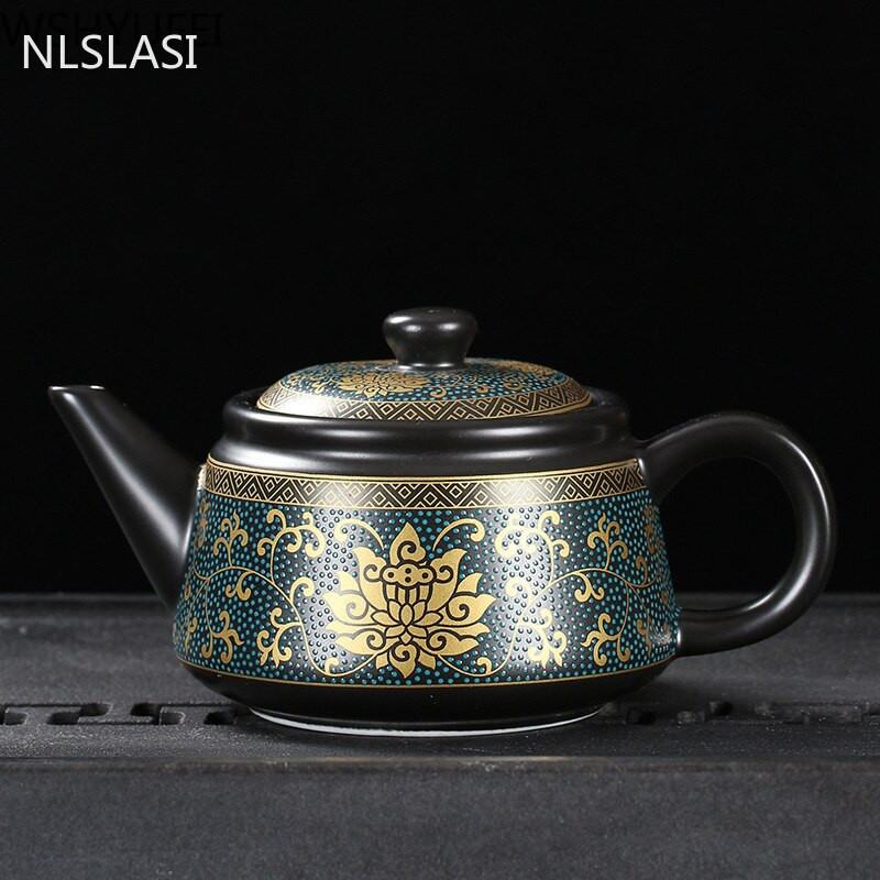 Jingdezhen Vintage ceramică neagră ceainic set de ceai chinezesc personalizare ceainic porțelan ceai Oolong ceainic lucrat manual 240 ml