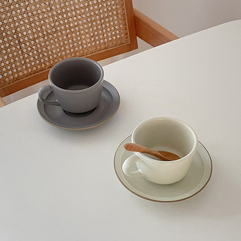Ματ Κεραμικό Σετ Πιατάκι για Φλιτζάνι Καφέ Κούπα τσαγιού Πρωινού σε Ιαπωνικό Στιλ με Πιατάκι Διακόσμηση Τραπεζιού Καφετέριας σπιτιού 250ml
