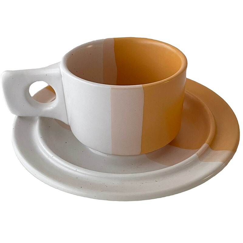 Set farfurioare șic din ceramică pentru ceai de cafea, în stil coreean, cremă, lapte de băut, ceai, ceai, birou, cafenea, decor de masă, 200 ml