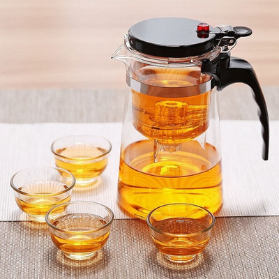 Teáskészletek Hőálló üveg teáskanna Tea infuser Kínai Kung Fu teáskészlet Vízforraló Kávés Üvegfőző Kényelmes irodai teáskannák
