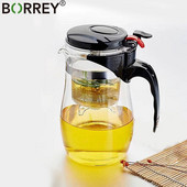 BORREY hőálló üveg teáskanna infúziós szűrővel kínai Kung Fu Puer Oolong teáskanna 500 ml virágos teáskanna vízforraló