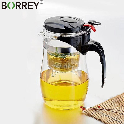 BORREY hőálló üveg teáskanna infúziós szűrővel kínai Kung Fu Puer Oolong teáskanna 500 ml virágos teáskanna vízforraló