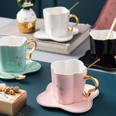 Keramička šalica za kavu i set tanjurića sa žličicom Šalica za mlijeko za doručak Šalica sa zlatnom drškom Šalica za piće Šalica za par prijatelja Veleprodaja