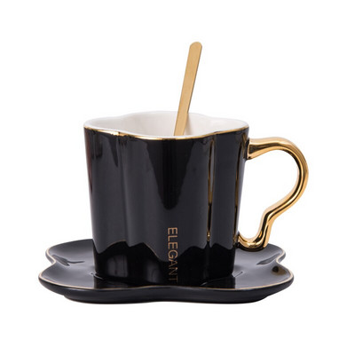 Keramička šalica za kavu i set tanjurića sa žličicom Šalica za mlijeko za doručak Šalica sa zlatnom drškom Šalica za piće Šalica za par prijatelja Veleprodaja