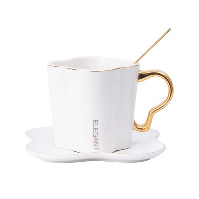 Keramička šalica za kavu i set tanjurića sa žličicom Šalica za mlijeko za doručak Šalica sa zlatnom drškom Šalica za piće Šalica za par prijatelja Veleprodaja