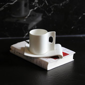 Bone China ceașcă de cafea și farfurie cu glazură frumos pentru băuturi cu cafea, latte, cafea mocha și ceai ceașcă espresso din porțelan alb
