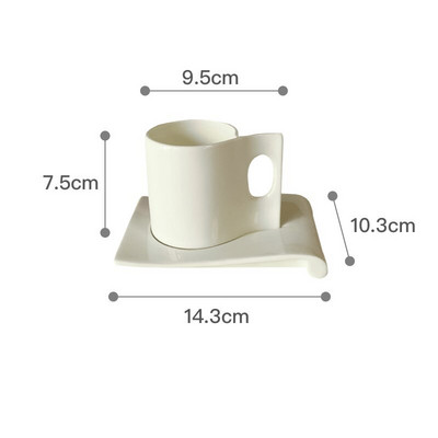 Bone China ceașcă de cafea și farfurie cu glazură frumos pentru băuturi cu cafea, latte, cafea mocha și ceai ceașcă espresso din porțelan alb
