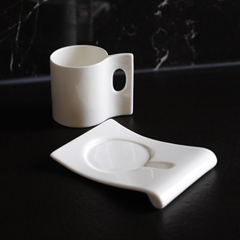 Bone China ceașcă de cafea și farfurie cu glazură frumos pentru băuturi cu cafea, latte, cafea mocha și ceai ceașcă espresso din porțelan alb