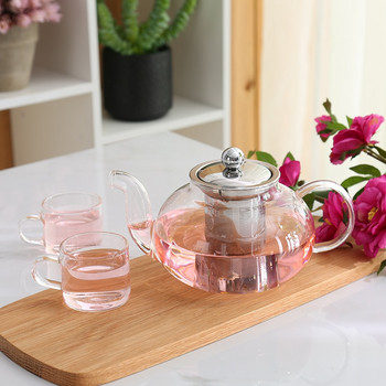 Добър прозрачен чайник от боросиликатно стъкло с цедка за запарване от неръждаема стомана 304 Топлоустойчива кана за чай от листа, комплект инструменти, чайник