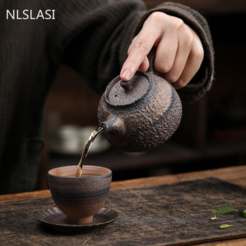 NLSLASI Реколта каменинов чайник Имитация на камък Чаен комплект Ръчно изработен керамичен чайник Консумативи за китайска чаена церемония 210 ml