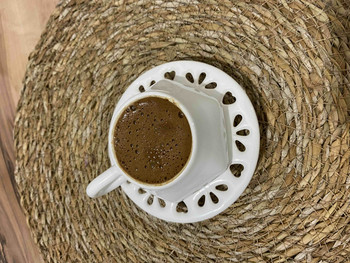 Λευκό Έγχρωμο Σετ φλιτζάνι καφέ 2 τμχ Μικτό χρώμα Ποιότητας Κομψό Κεραμικό Φλιτζάνι και Πιατάκι Τουρκικός Εσπρέσο Καφέ 100 cc Made in Turkey