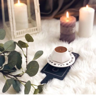 Fehér színű kávéscsésze készlet 2 db vegyes színű minőségi stílusos kerámia csésze és csészealj török kávé espresso 100cc Törökországban készült