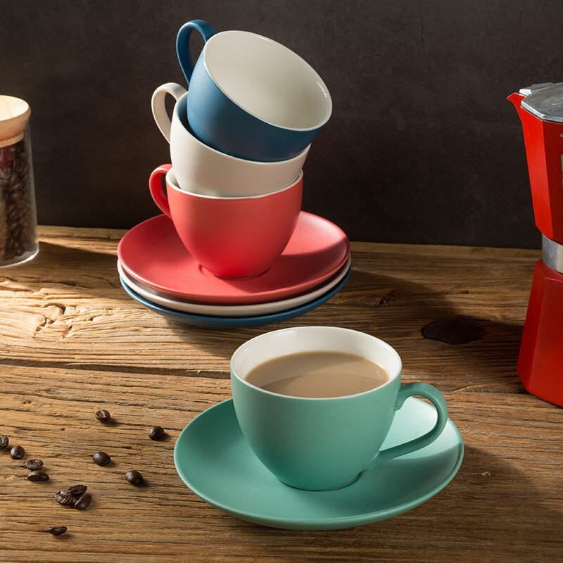 Didelės talpos keraminis kavos puodelio ir lėkštės rinkinys Stalo reikmenys Pusryčiai Pienas Popietės arbata Cappuccino Latte Puodelis Dovanos tėčiui mamai