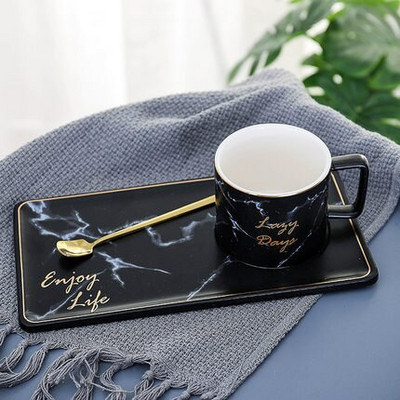 250 ml керамични мраморни чаши за кафе Комплект златисти офис бизнес чаши за чай Мляко Чаша Creative Europe Чаши за подарък