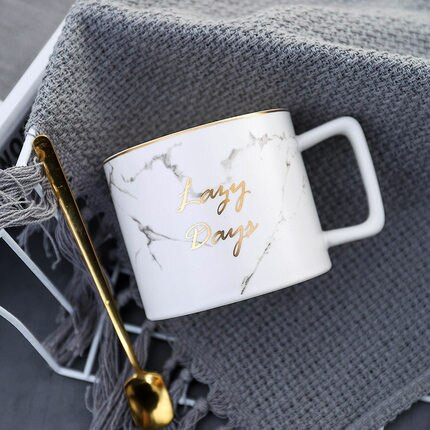 250 ml keraminių marmurinių grūdelių kavos puodelių rinkinys Auksinis biuro verslo pieno arbatos puodelis Tumbler Creative Europe puodeliai dovanoms