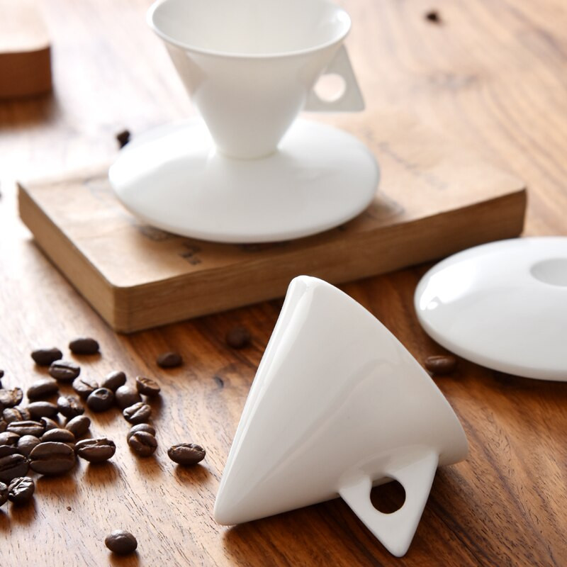 Cești de cafea din porcelană de lux ușoară, cu conuri creative, set de căni și farfurii din ceramică, ceașcă de ceai mică, cadou personalizat