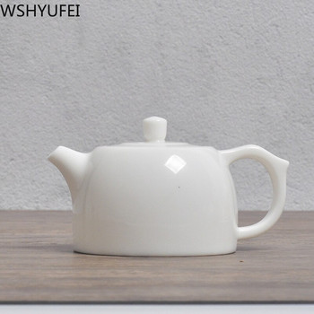 Ръчно изработен бял порцеланов чайник от слонова кост, бял чайник, комплект за чай, китайски инструмент за етикет на чайната, комплект за домашно вино