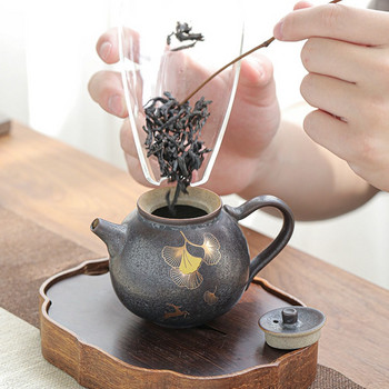 220 мл груб керамичен чайник в японски стил, единична тенджера, ръчно изработен керамичен чайник с филтър, малка тенджера, домакински комплект за чай Kung Fu