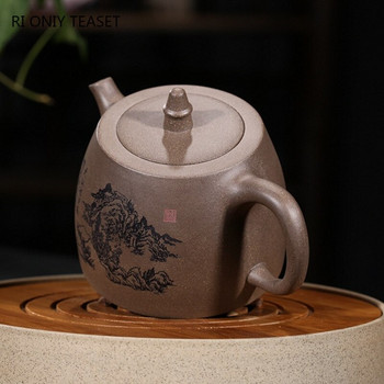 390 ml ръчно рисувани лилави глинени чайници Yixing Raw Ore Section Mud Retro Tea Pot Home Zisha Filter Kettle Чайни комплекти Консумативи