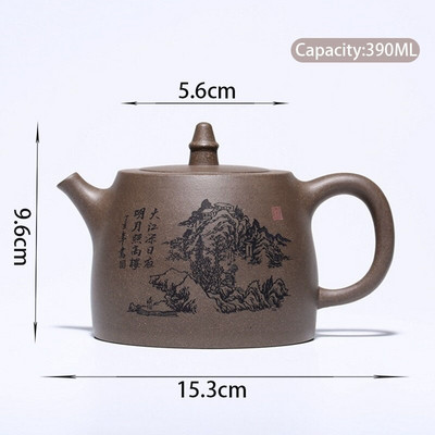 Ceainice de lut violet Yixing pictate manual de 390 ml, secțiune de minereu brut, ceainic retro, acasă, filtru Zisha, ceainic, seturi de ceai, consumabile