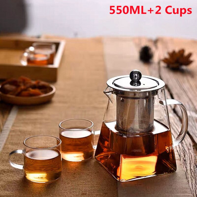 „Kung Fu“ arbatos rinkiniai, karščiui atsparus stiklinis arbatinukas su nerūdijančio plieno infuzija, šildomu indeliu arbatos puodai skaidrus virdulio kvadratinis filtras