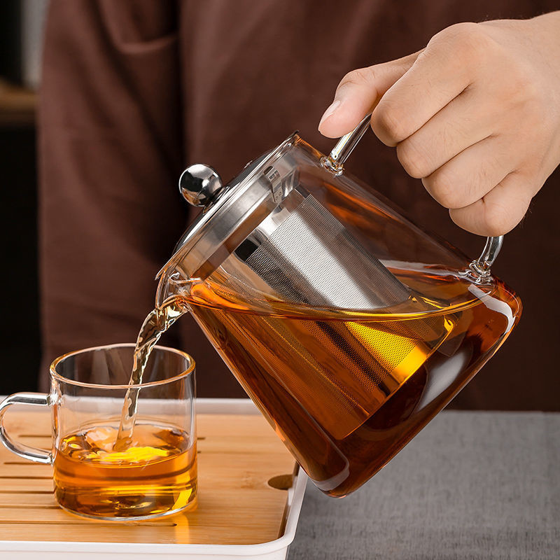 „Kung Fu“ arbatos rinkiniai, karščiui atsparus stiklinis arbatinukas su nerūdijančio plieno infuzija, šildomu indeliu arbatos puodai skaidrus virdulio kvadratinis filtras