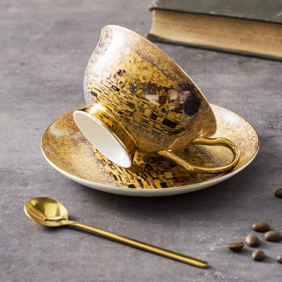 Senovinis prabangus puodelio ir lėkštės rinkinys Kavos kaulas Keraminis puodelis Porcelianiniai arbatos indai dovanų vestuvėms dekoruoti gėrimai