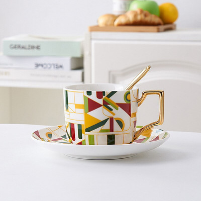 Fashion Bone China kávés tea csésze készlet csészealj Délutáni teás ivóedény Kerámia bögre Kreatív kávé