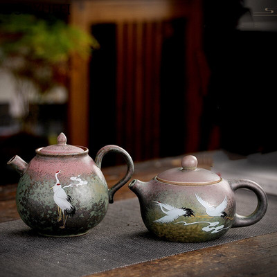 Vintage krosnies keitimo keramika Arbatinukas Kiniškas arbatos rinkinys porcelianinis arbatinukas Oolong arbata Rankų darbo virdulys Jingdezhen pritaikymas