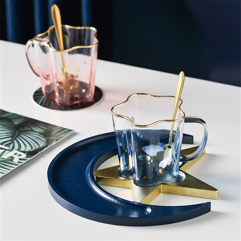 350 ml kavos puodelis popietės arbatos puodelis ir lėkštė, aukštai temperatūrai atsparus stiklinis puodelis su šaukštu poros puodelių desertinių lėkščių rinkinys