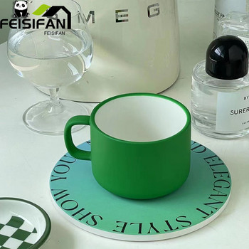 Tik Tok същата чаша Изискана ретро klein синя керамична чаша за кафе с подложка Комплект чаши за чай Аксесоари за декорация на всекидневна