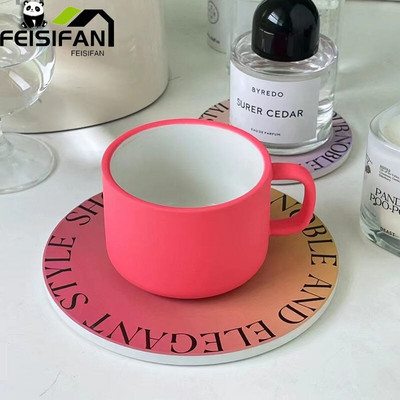 Tik Tok ugyanaz a bögre Exquisite Retro klein kék kerámia kávéscsésze alátéttel Tea csésze szett Nappali dekorációs kiegészítők