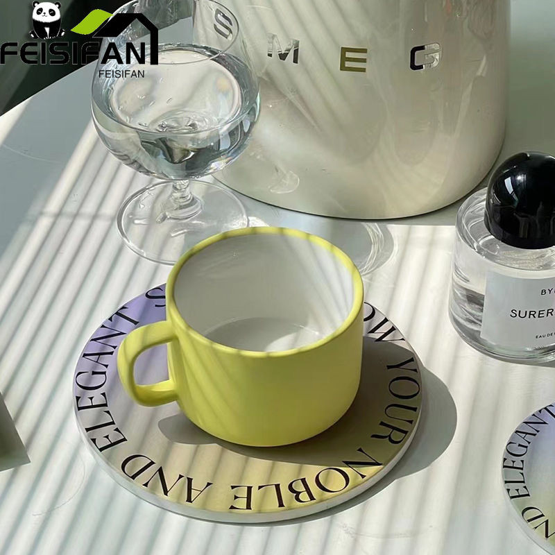 Tik Tok ugyanaz a bögre Exquisite Retro klein kék kerámia kávéscsésze alátéttel Tea csésze szett Nappali dekorációs kiegészítők