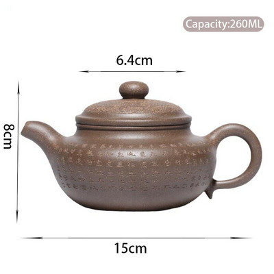 260 ml Yixing garsūs purpurinio molio arbatinukai Rankomis raižyti senoviniai arbatos puodai žaliavinės rūdos grožio virdulys Kinijos Zisha arbatos rinkinys pritaikytos dovanos