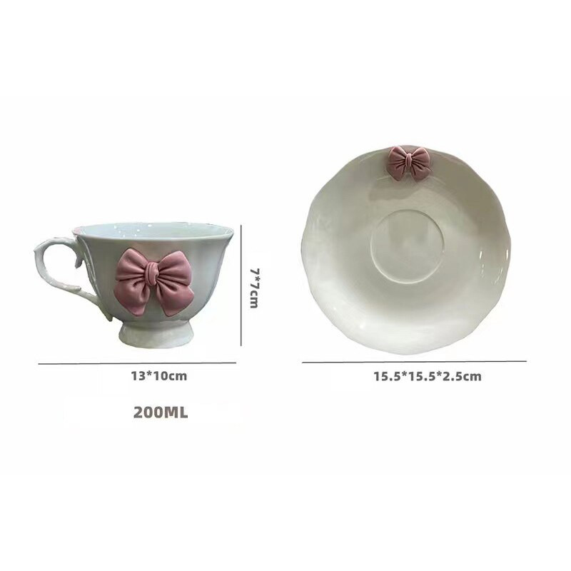 Kreatív íj délutáni tea kerámia étkészlet Nordic Retro Minimalista Elegáns kávéscsésze tejes reggeli bár italkészlet