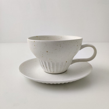 Керамична чаша за кафе в японски стил, комплект чинийки, винтидж бяла чаша за мляко и чай с чиния, декор за маса за домашен офис, кафене, 230 ml