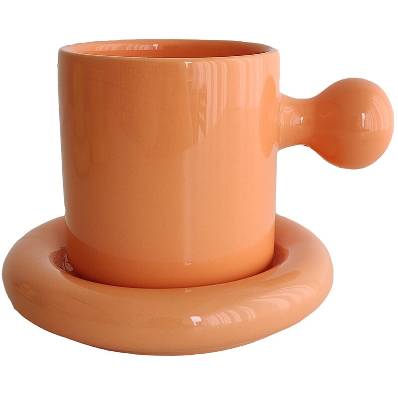 Színes kerámia kávéscsésze csészealj készlet koreai stílusú ivótejes teás bögre tányérral Otthoni irodai kávézó dekor étkészlet 350ml