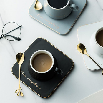Европейски порцелан Керамична чаша Соево мляко Закуска Кондензирано кафе Чай Чаша и чинийка Комплекти златни лъжици Чаши Коледни чаши