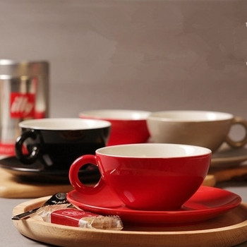 Немска къса цветна глазура чаша за кафе чиния Nordic голям капацитет големи червени керамични тъмно черни чаши и чинийки безплатна доставка