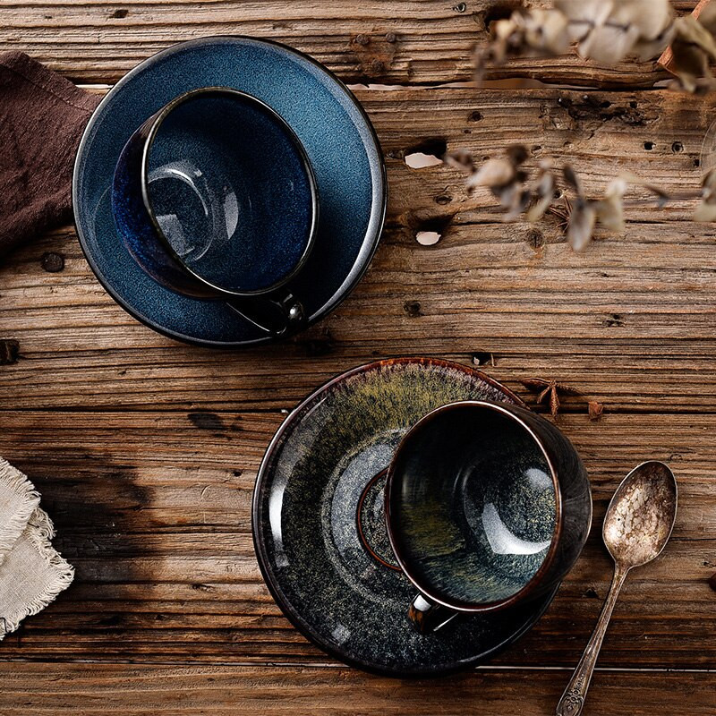 220 ml finom csontporcelán kávéscsésze és csészealj vicces divattervezés japán stílusú kávés bögre kávézó espresso csésze kávés bögrék csészék